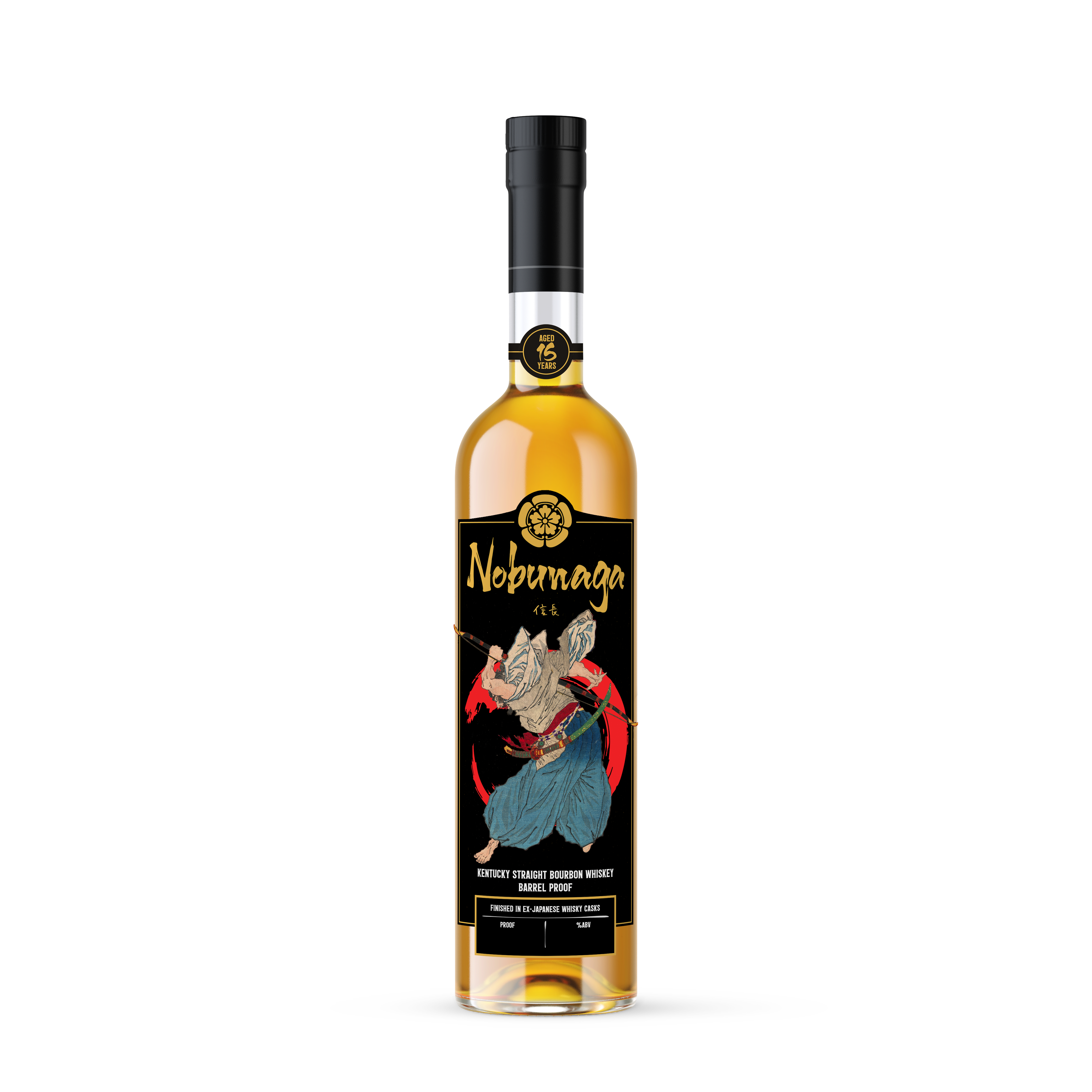 Bottle of Nobunaga Kentucky straight bourbon whiskey